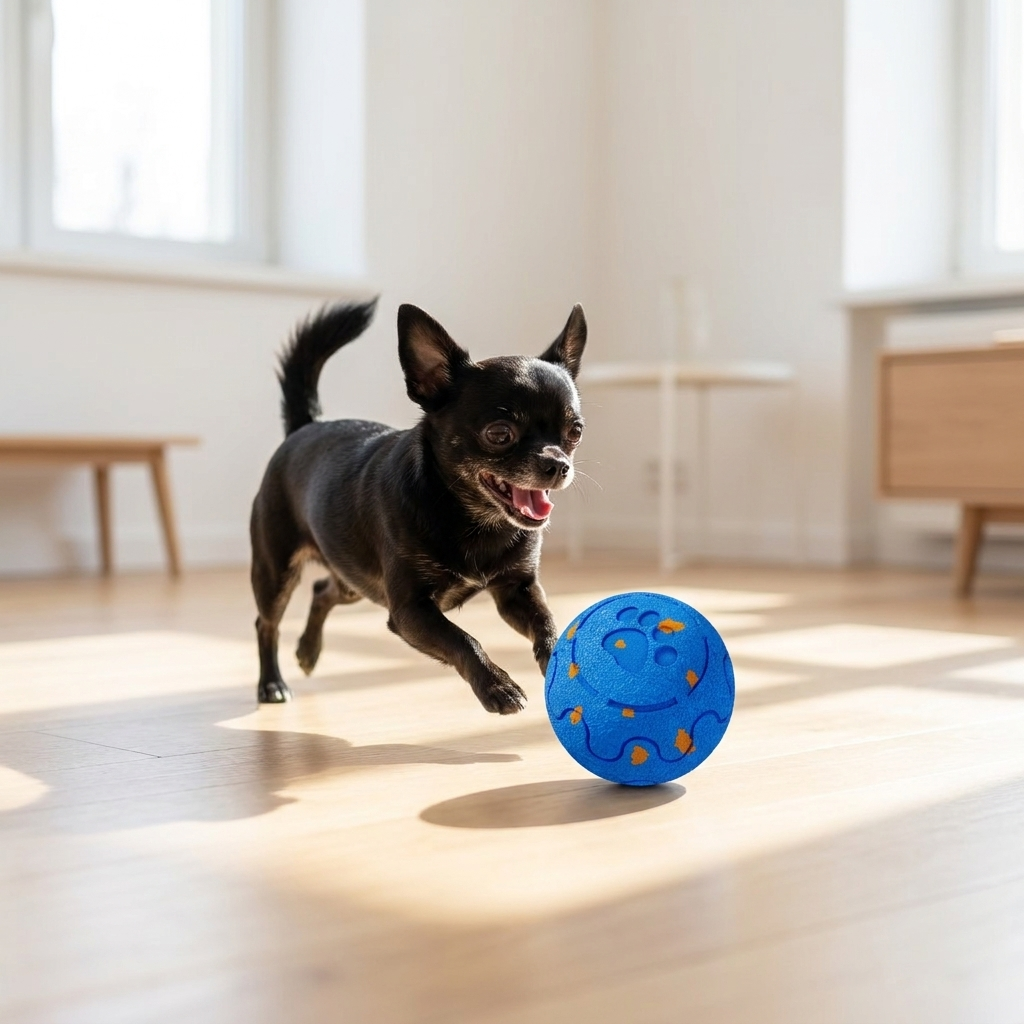 Perro jugando con RumboBall